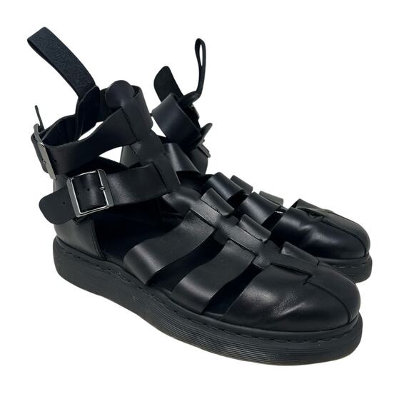 Men's Dr. Martens Geraldo Black Leather Buckle Gladiator Sandals 12 - Picture 2 of 7